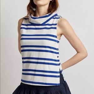 Maeve Sailor Cowl Neck Striped Blue & White